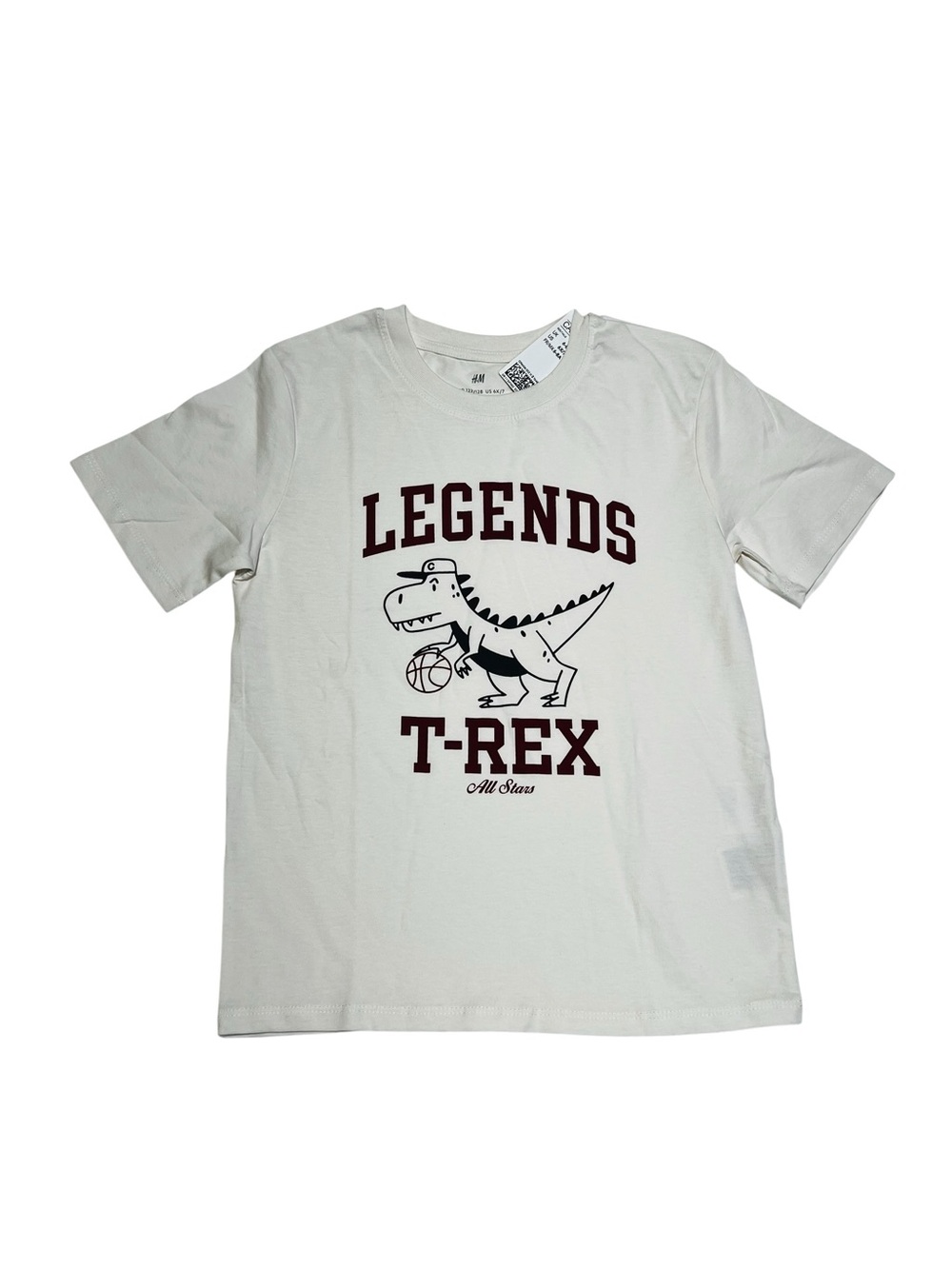 H&M Cream‎ Crewneck Graphic Dinosaur Tee - Cream